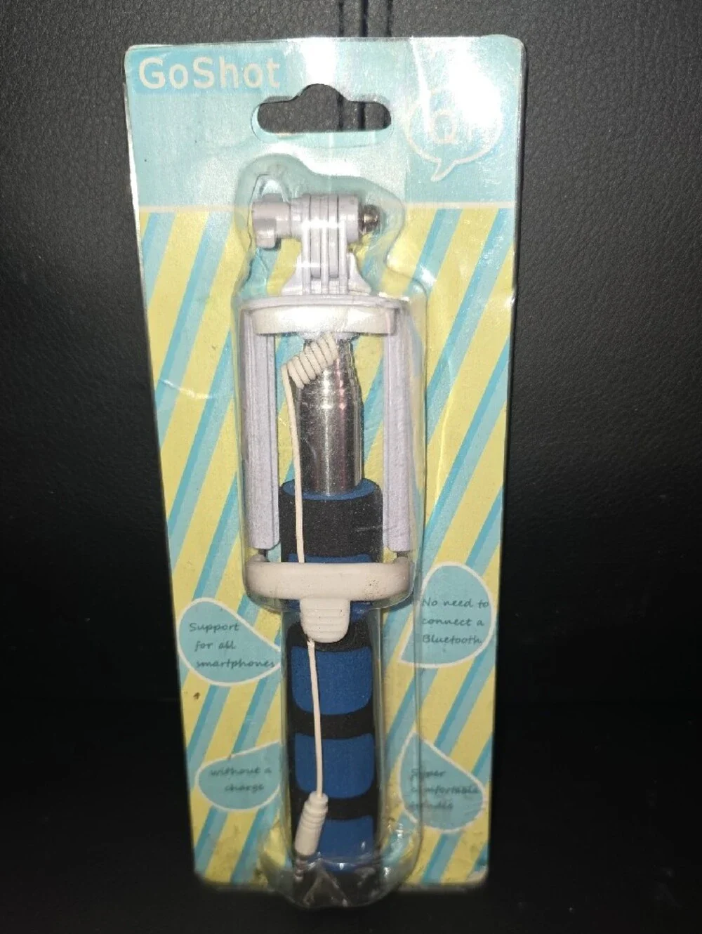 Blue Selfie Stick with Wired Shutter